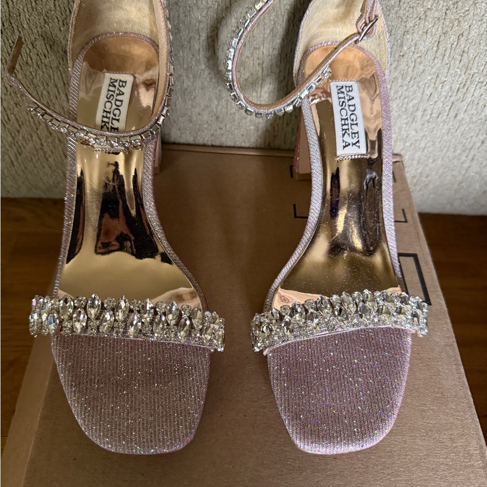 Badgley Mischka Glitter Heels with Rhinestones